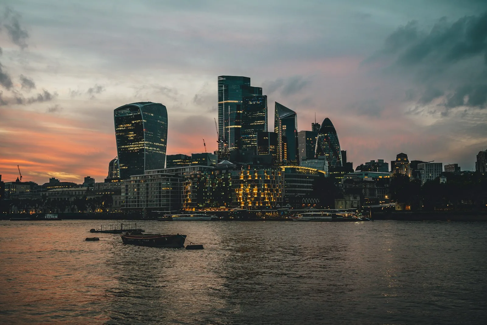 City of London skyline at sunset, illustrating UK ASA rulings on weight-loss jab advertising and the MHRA Blue Guide